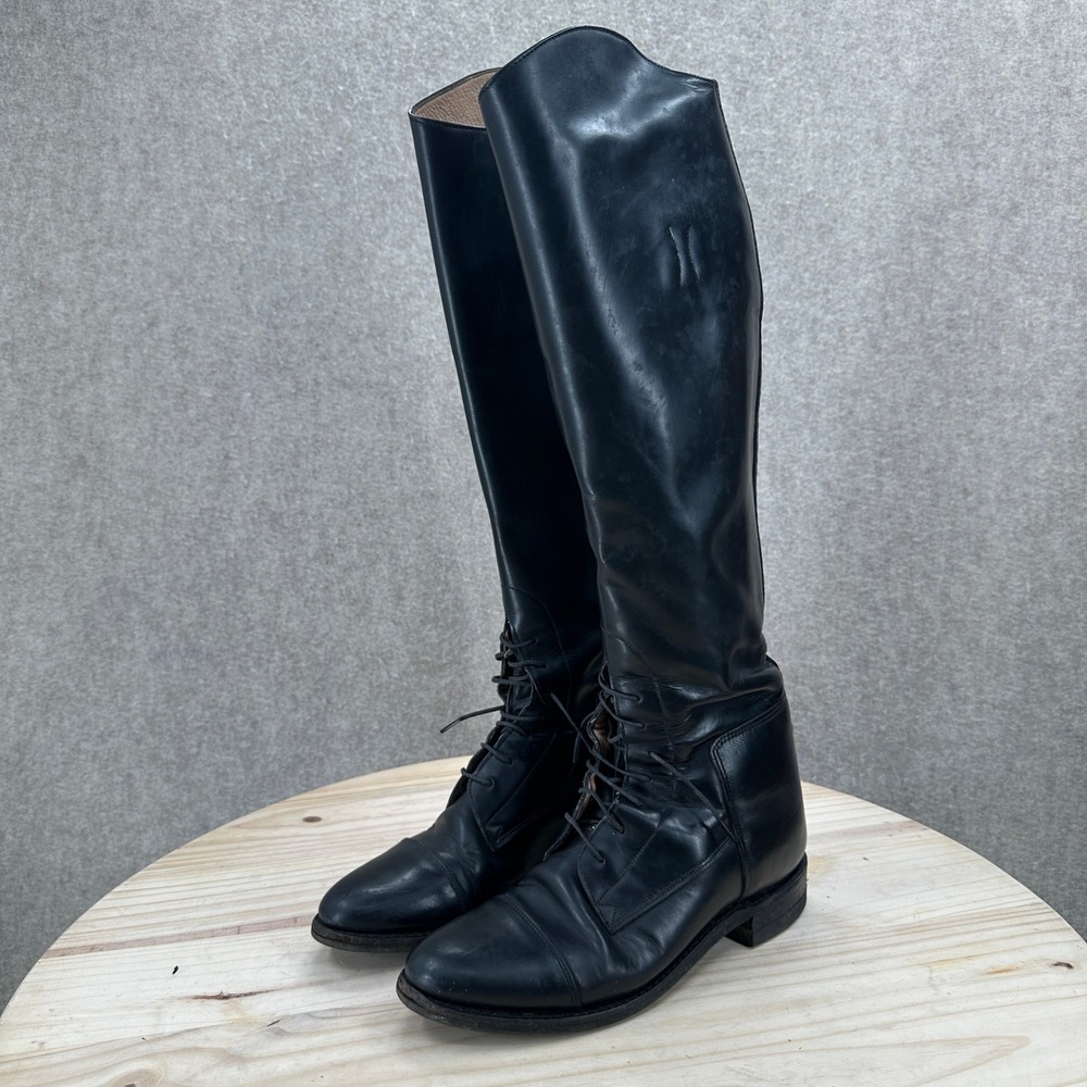 Effingham Bond Riding Boots Womens 7.5 Black Leather Lace Tall Equestrian 200L